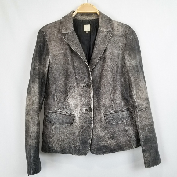 ecru Jackets & Blazers - Ecru | Distressed Leather Tailored Jacket